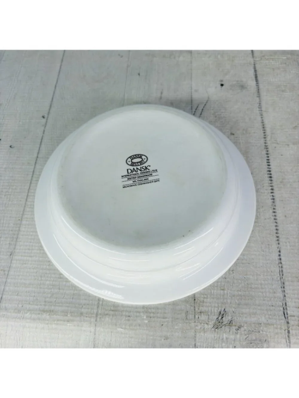 Dansk Bistro KOBENHAVN Blue Yellow Band Smooth Green Trim Rimmed Soup Bowl Set 4